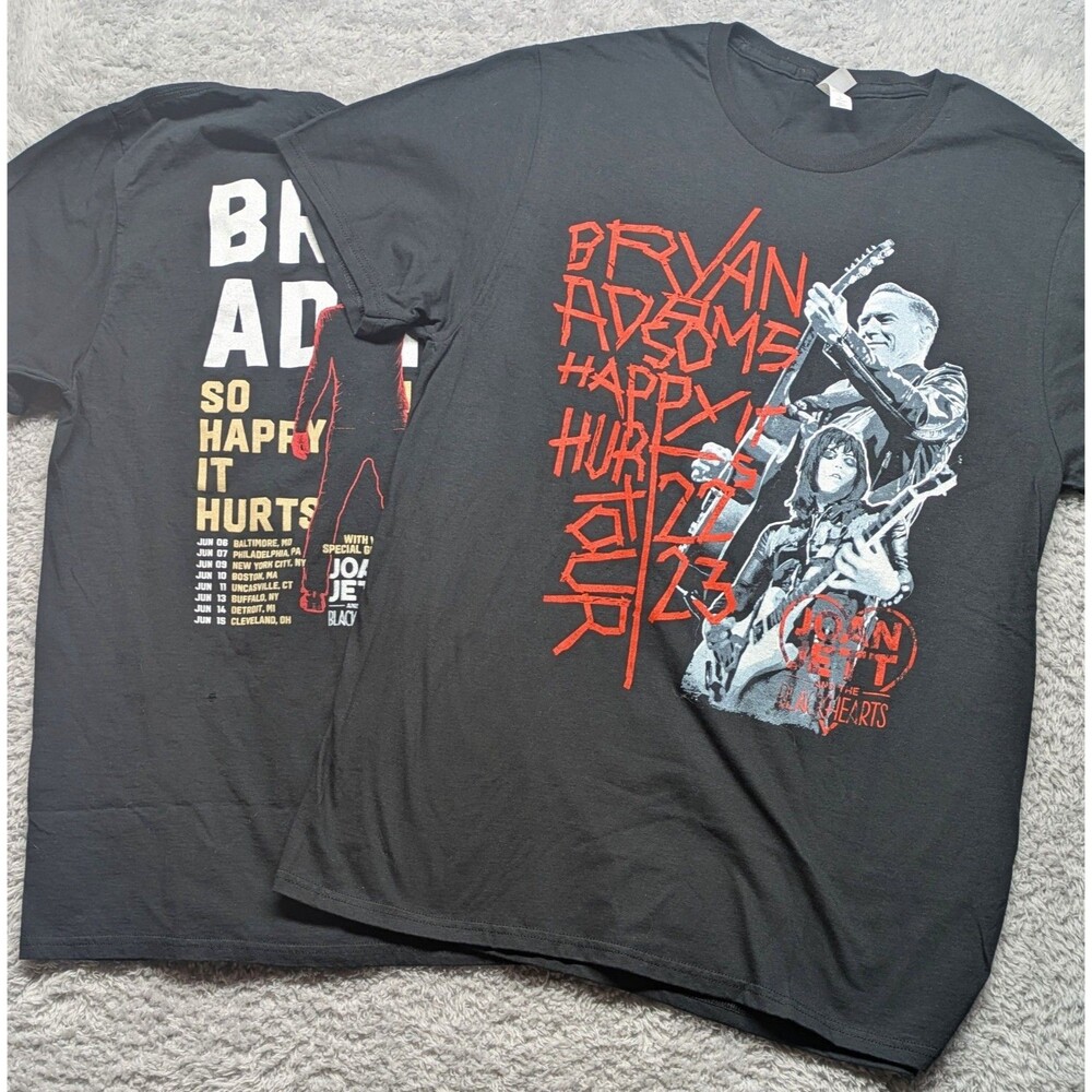 Bryan Adams 2023 Tour T Shirt So Happy It Hurts Joan Jett Black Lot of 2
